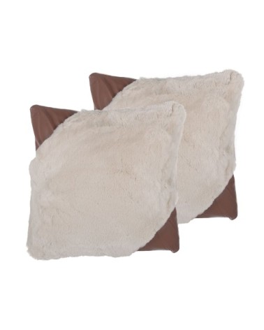 Lot de 2 coussin décoratifs en tissu beige 42x12cm