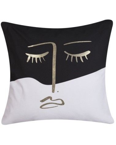 Lot de 2 coussin décoratifs en tissu noir blanc 45x6cm