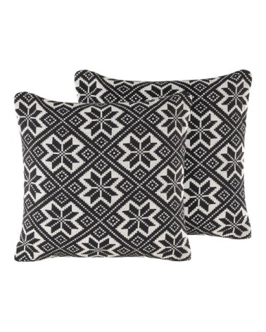 Lot de 2 coussin décoratifs en tissu noir 45x12cm