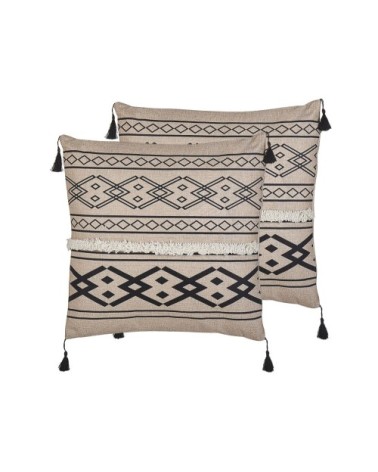 Lot de 2 coussin décoratifs en tissu beige 45x7cm