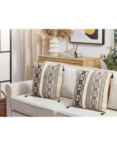 Lot de 2 coussin décoratifs en tissu beige 45x7cm