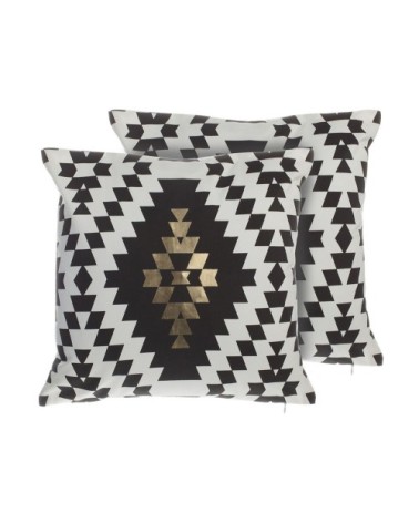 Lot de 2 coussin décoratifs en tissu noir blanc 45x12cm