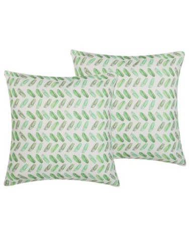 Lot de 2 coussin décoratifs en tissu vert 45x6cm