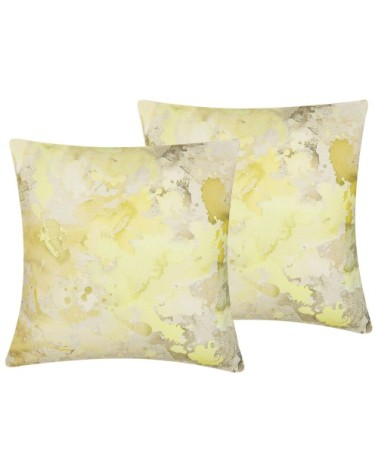 Lot de 2 coussin décoratifs en tissu jaune 45x6cm