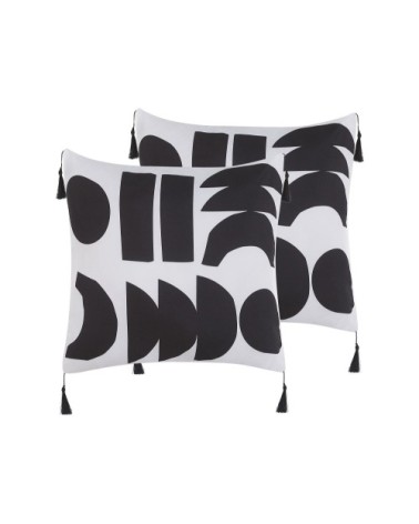 Lot de 2 coussin décoratifs en tissu noir blanc 45x7cm