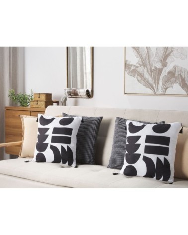 Lot de 2 coussin décoratifs en tissu noir blanc 45x7cm