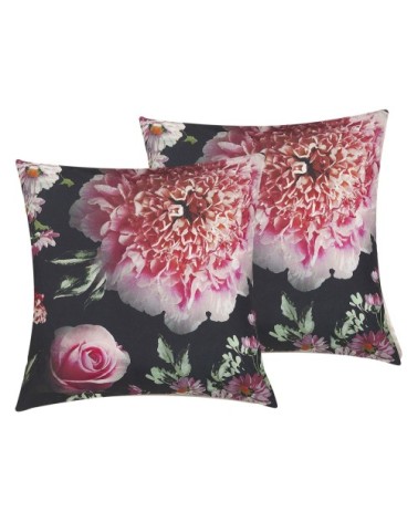 Lot de 2 coussin décoratifs en tissu noir 45x6cm