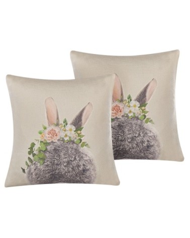 Lot de 2 coussin décoratifs en tissu gris 45x6cm