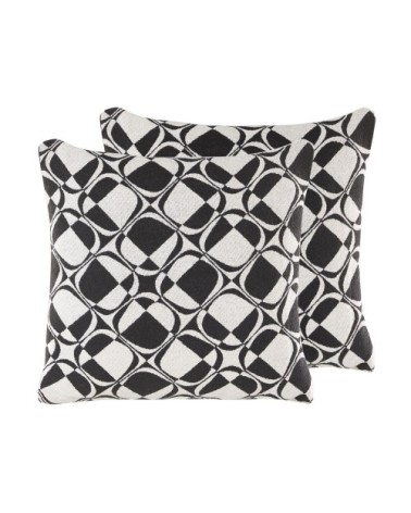 Lot de 2 coussin décoratifs en tissu noir blanc 45x12cm