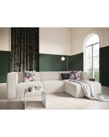 Canapé d'angle 5 places en tissu structuré beige
