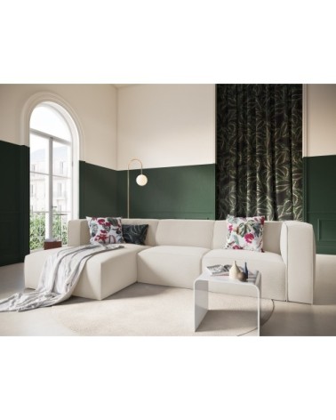 Canapé d'angle 5 places en tissu structuré beige