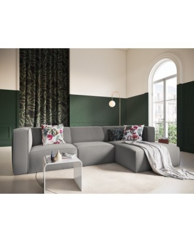 Canapé d'angle 5 places en tissu structuré gris