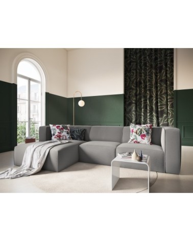 Canapé d'angle 5 places en tissu structuré gris