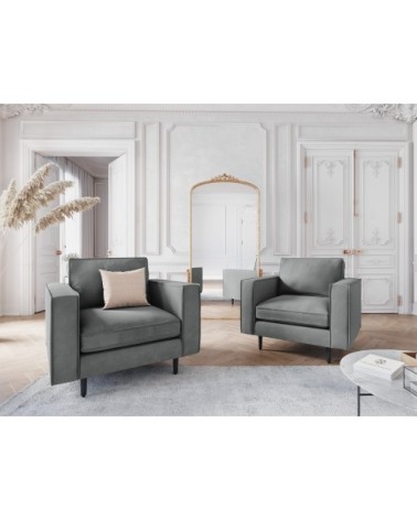 Fauteuil 1 place en velours gris clair