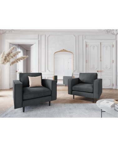 Fauteuil 1 place en velours gris foncé