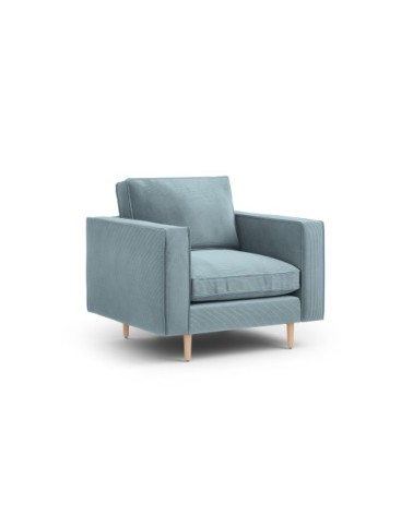 Fauteuil 1 place en tissu structuré bleu clair