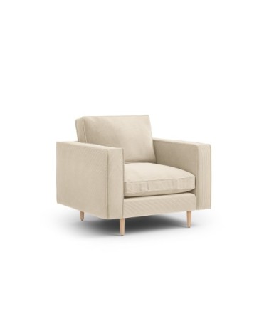 Fauteuil 1 place en tissu structuré beige clair