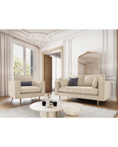 Fauteuil 1 place en tissu structuré beige clair