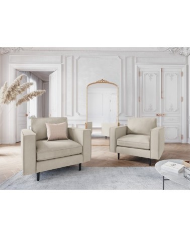 Fauteuil 1 place en velours beige