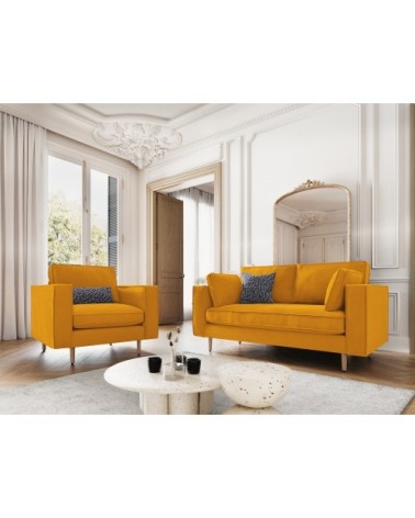 Fauteuil 1 place en tissu structuré jaune