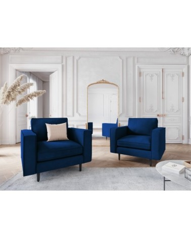 Fauteuil 1 place en velours bleu roi