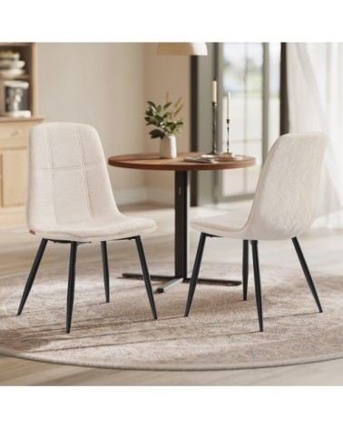 Chaises de salle à manger lot de 2 pieds réglables blanc crème