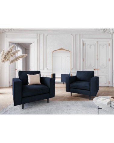 Fauteuil 1 place en velours bleu foncé