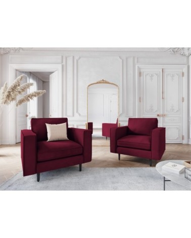 Fauteuil 1 place en velours rouge foncé