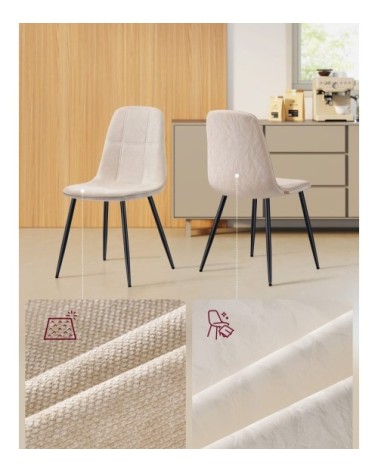 Chaises de salle à manger lot de 2 pieds réglables blanc crème