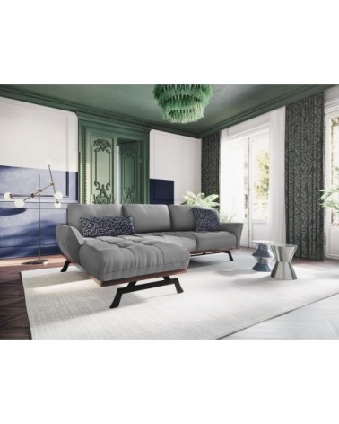 Canapé d'angle 4 places en tissu structuré gris