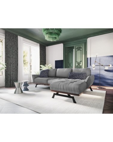 Canapé d'angle 4 places en tissu structuré gris