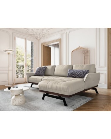 Canapé d'angle 4 places en cuir cuir gris clair