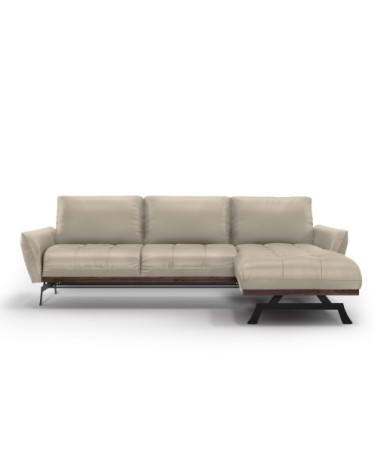 Canapé d'angle 4 places en cuir cuir gris clair