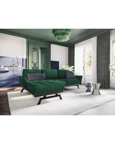 Canapé d'angle 4 places en tissu structuré vert