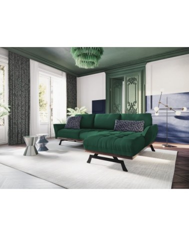 Canapé d'angle 4 places en tissu structuré vert