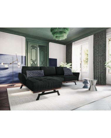 Canapé d'angle 4 places en tissu structuré noir