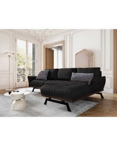 Canapé d'angle 4 places en cuir cuir noir