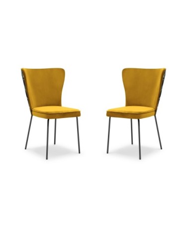 Ensemble de 2 chaises 1 place en velours jaune