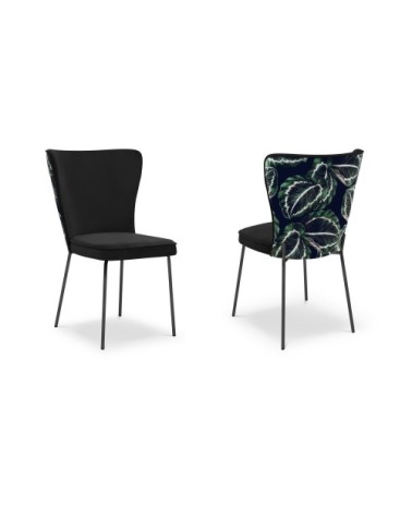 Ensemble de 2 chaises 1 place en velours noir
