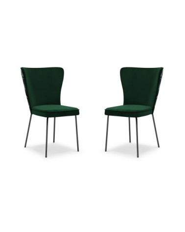 Ensemble de 2 chaises 1 place en velours vert bouteille