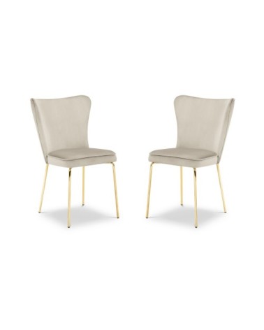 Set de 2 chaises 1 place en velours beige