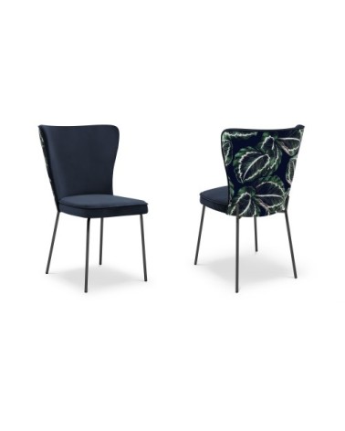 Ensemble de 2 chaises 1 place en velours bleu foncé