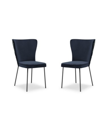 Ensemble de 2 chaises 1 place en velours bleu foncé