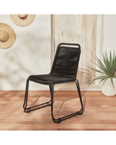 2 chaises de jardin en corde noir