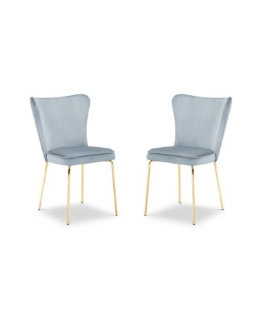 Set de 2 chaises 1 place en velours bleu clair