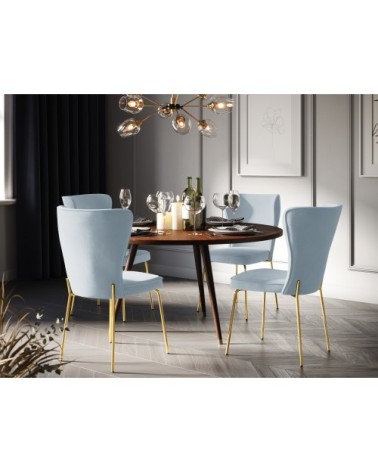 Set de 2 chaises 1 place en velours bleu clair