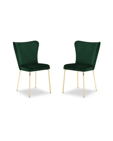 Set de 2 chaises 1 place en velours vert bouteille