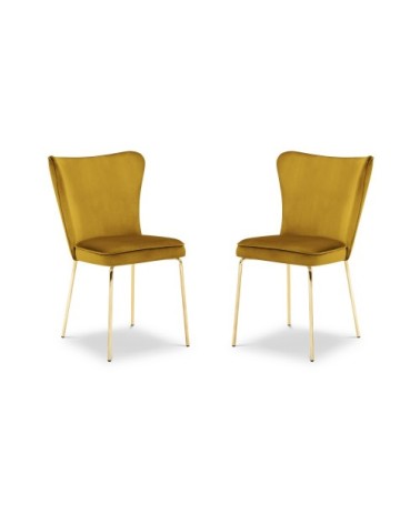 Set de 2 chaises 1 place en velours jaune