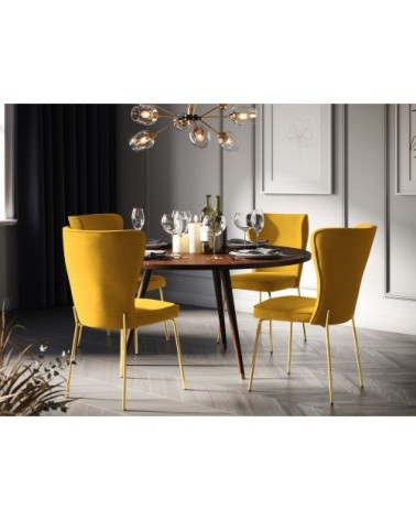 Set de 2 chaises 1 place en velours jaune