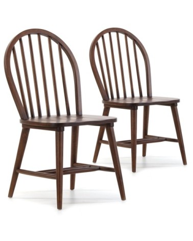 Pack 2 chaises couleur noyer, bois massif, 48 cm x 48 cm x 92 cm